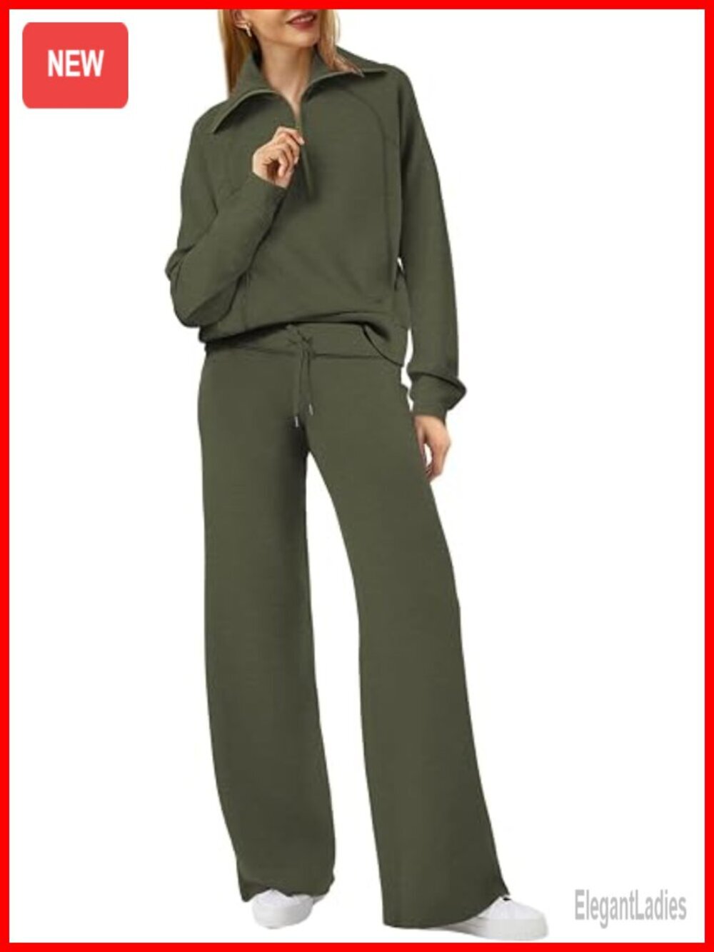 Half Zip Oversized Sweatshirt & Wide Leg Sweatpant 2 Piece Lounge Set